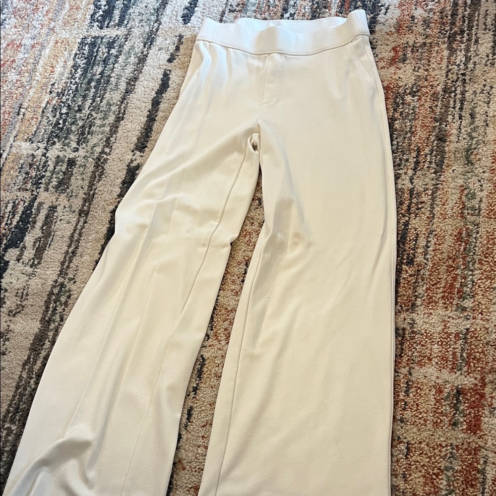 Elegant Cream Wide Leg Women's Pants